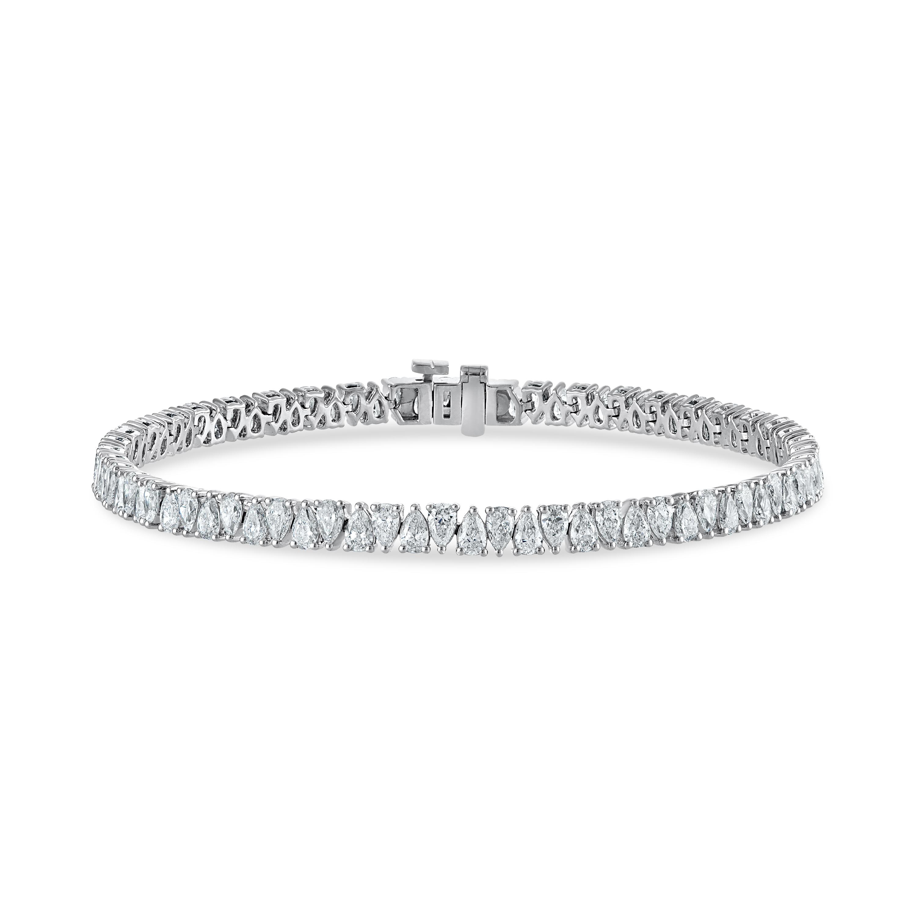 North South Pear Tennis Bracelet - 5 Carats
