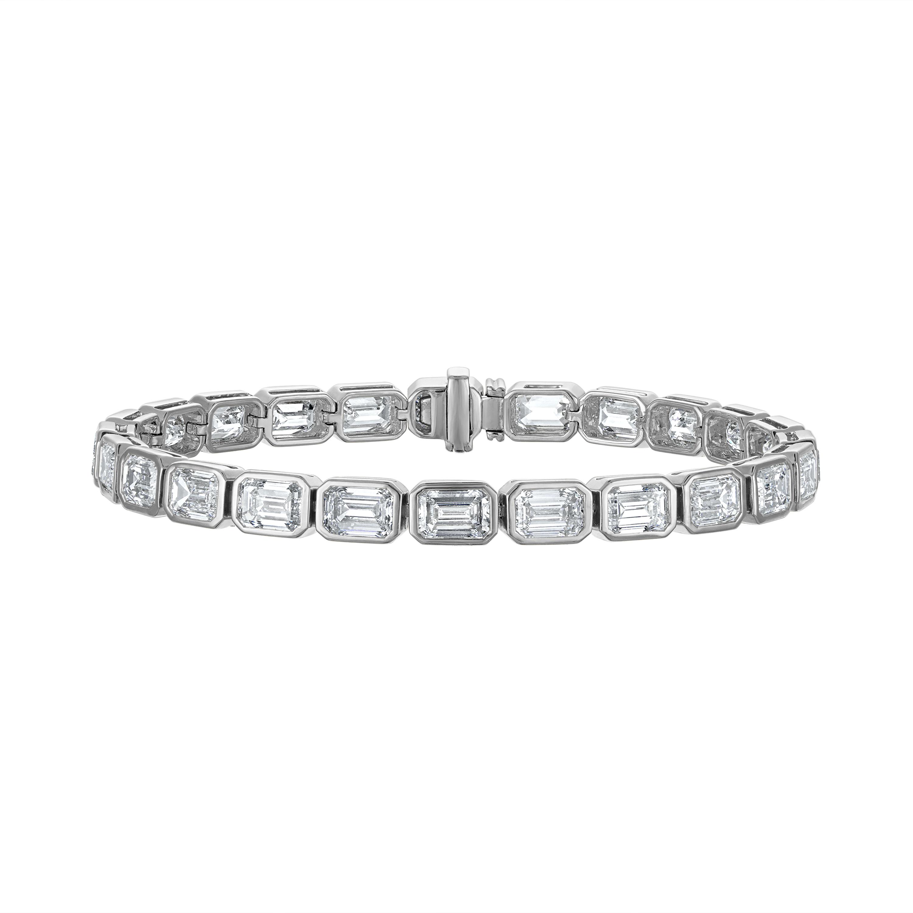 Emerald Bezel Tennis Bracelet - 14 Carats