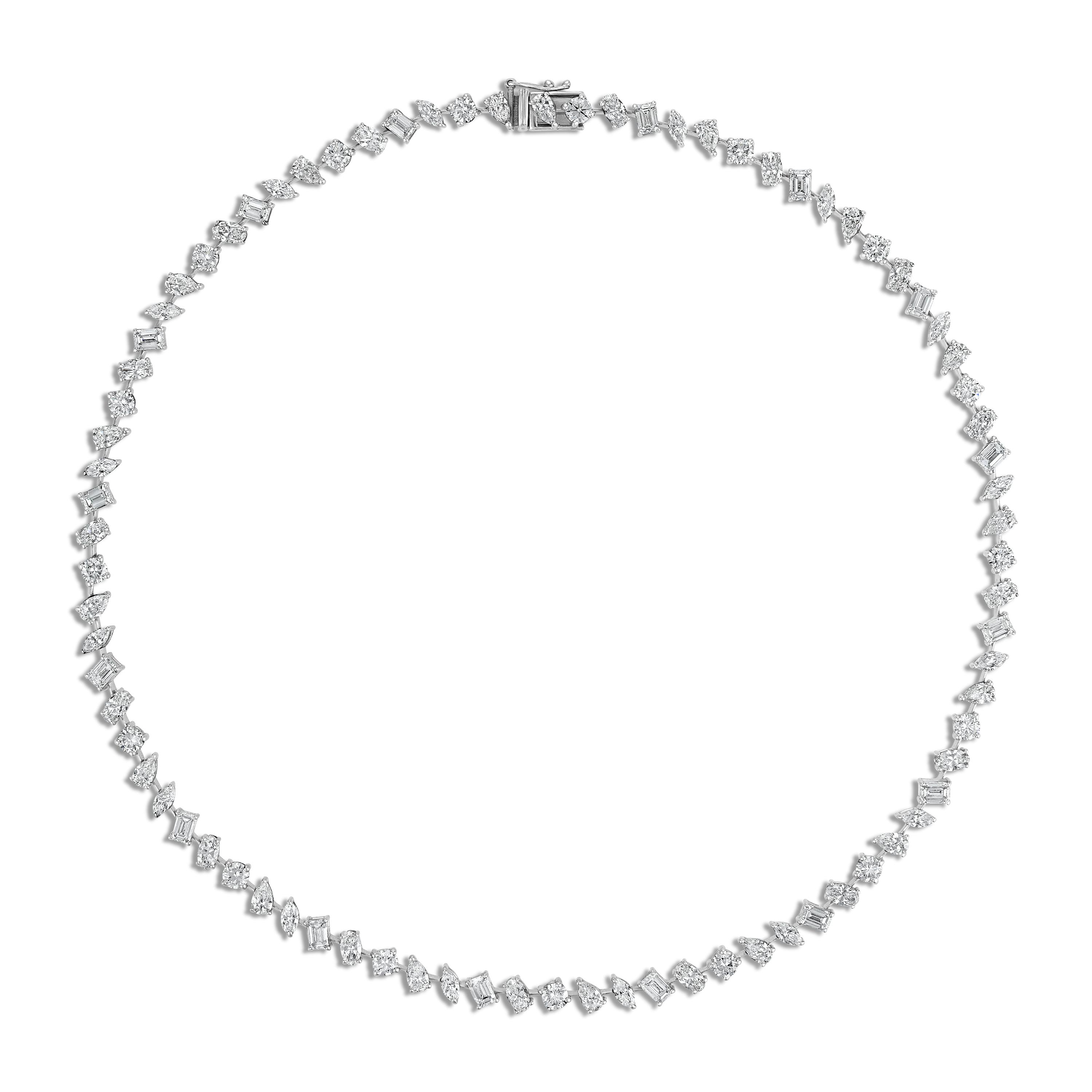 Mixed Shape Tennis Necklace - 18 Carats