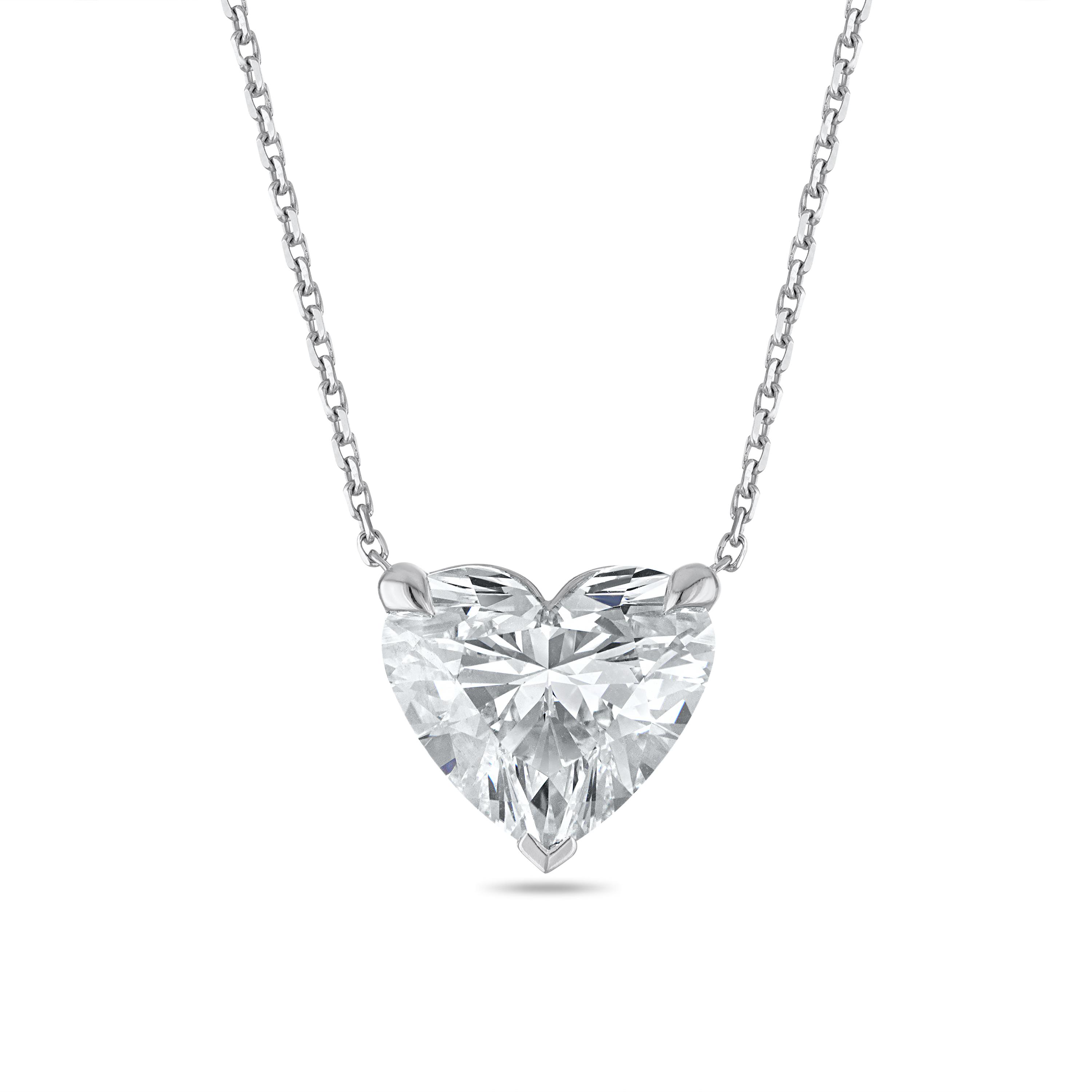 Heart Shaped Solitaire Pendant Necklace - 3.5 Carats
