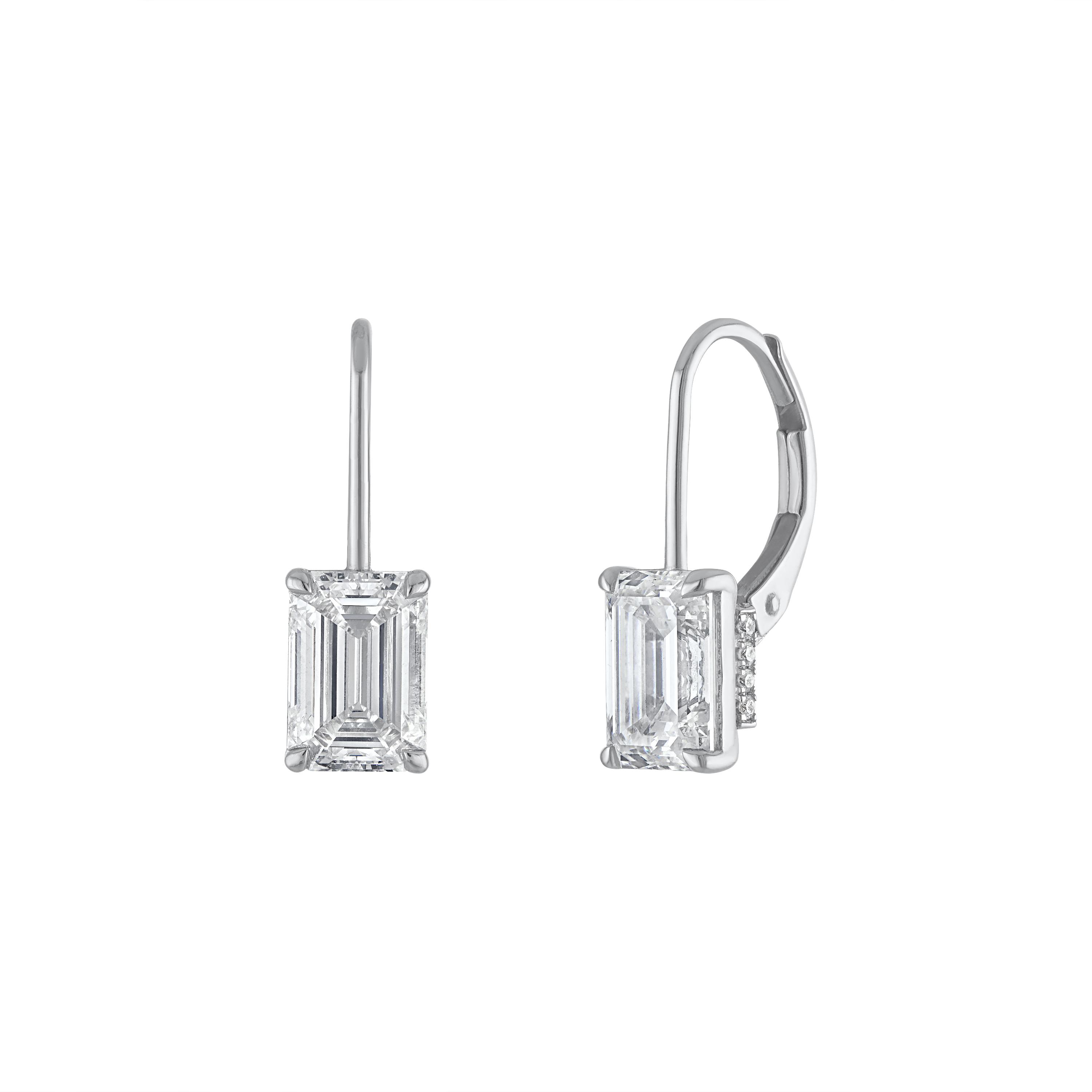 Emerald Cut Drop Earrings - 3 Carats