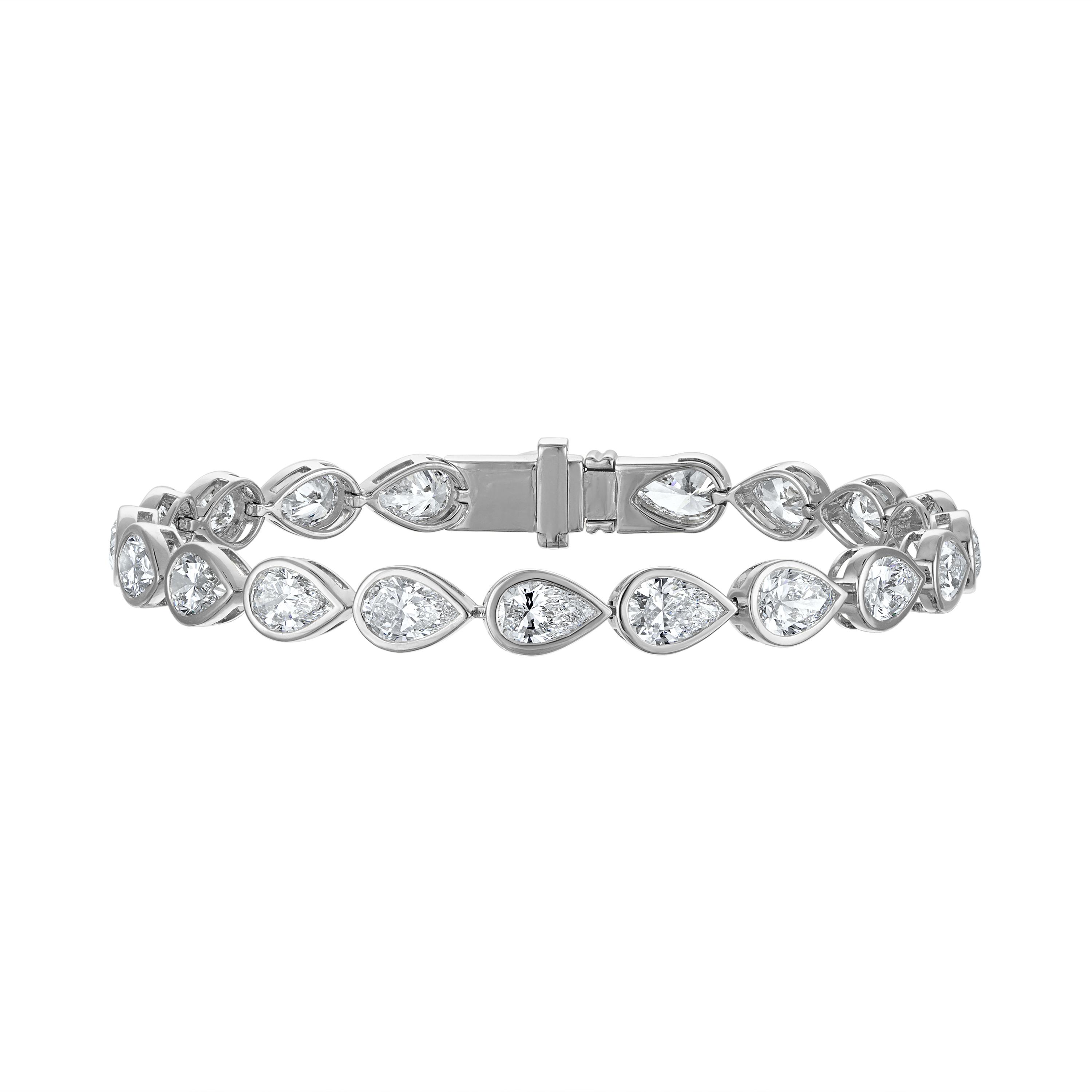 Pear Bezel Tennis Bracelet - 14 Carats