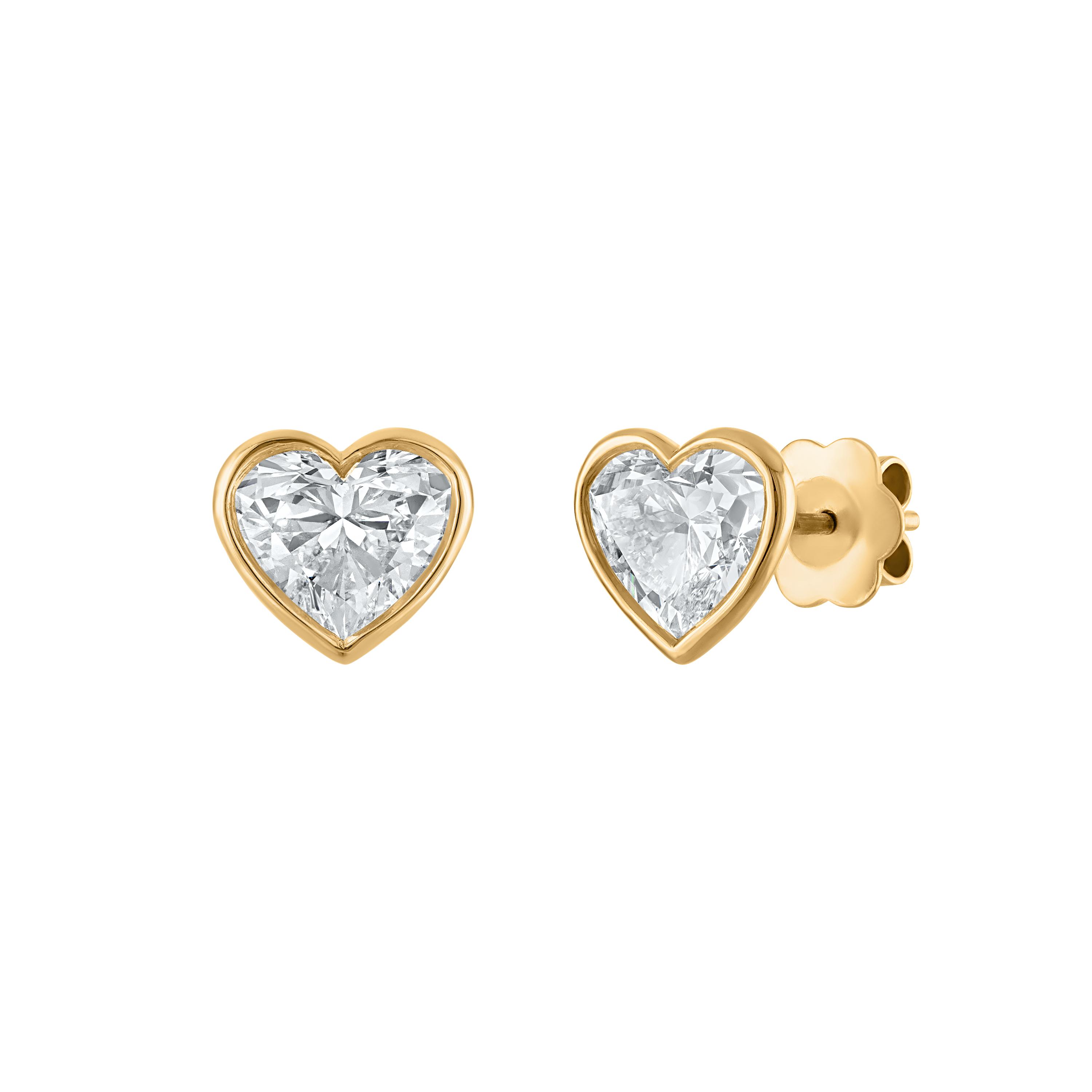 Heart Shape Bezel Studs - 4 Carats