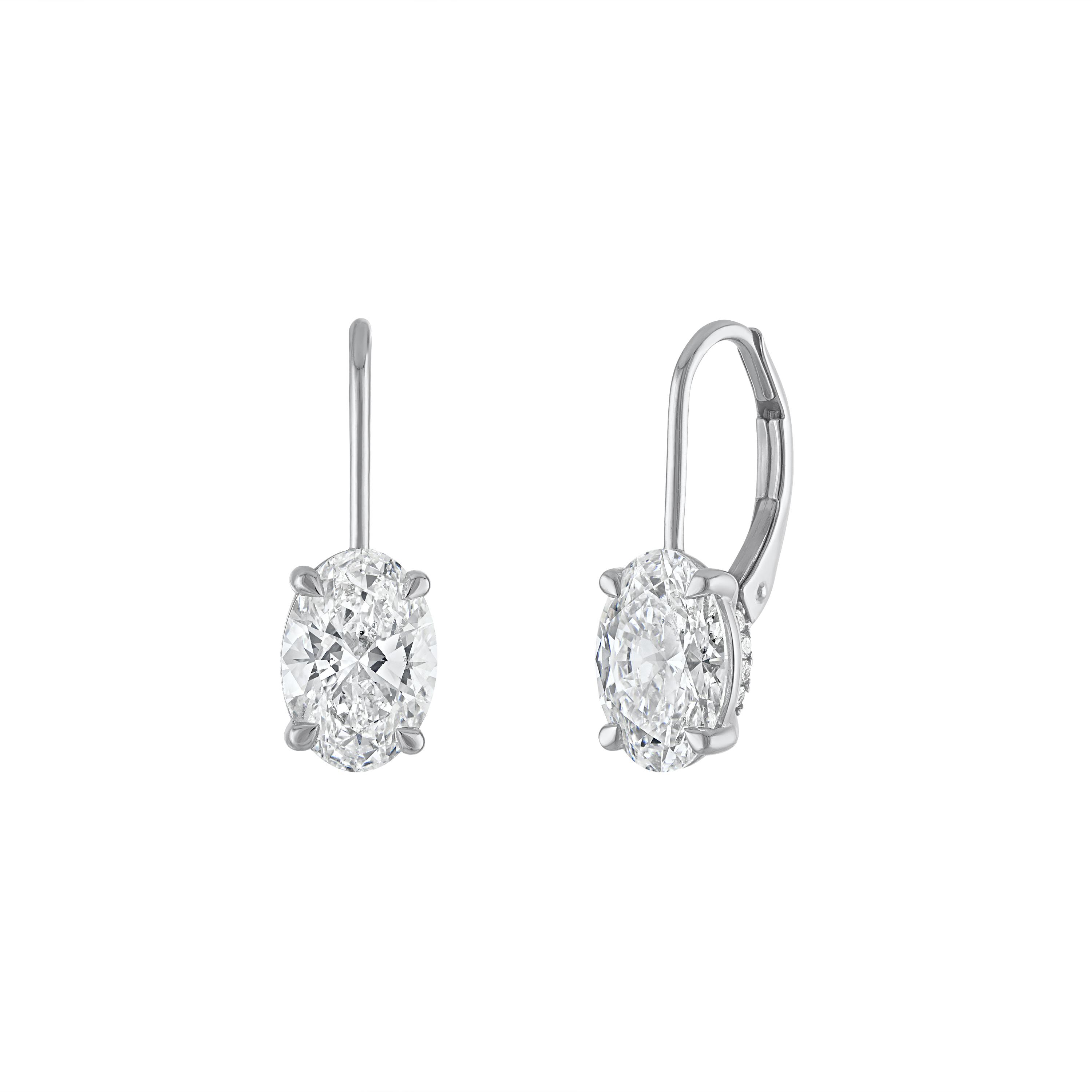 Oval Drop Earrings - 3 Carats