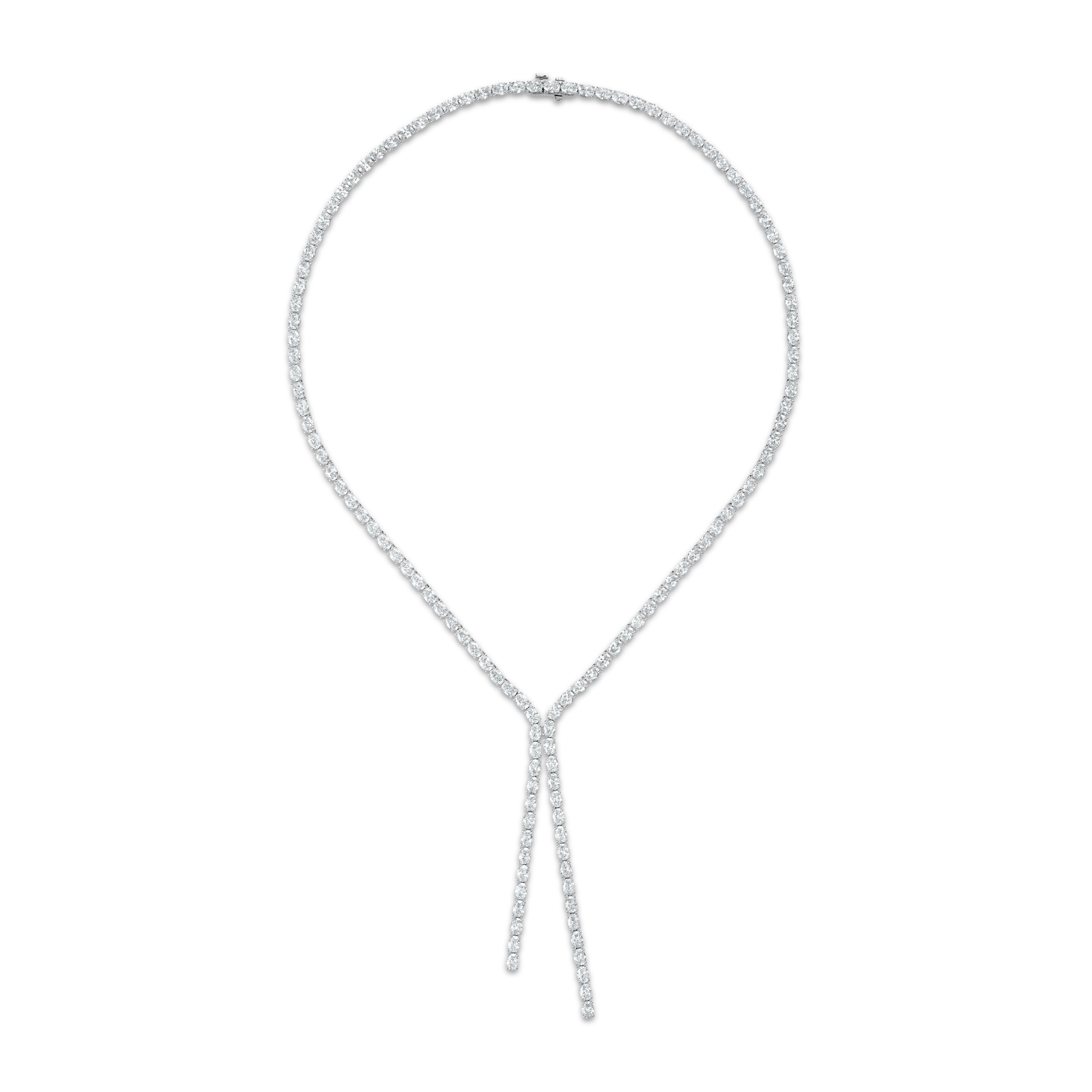 Oval Lariat Tennis Necklace - 17 Carats