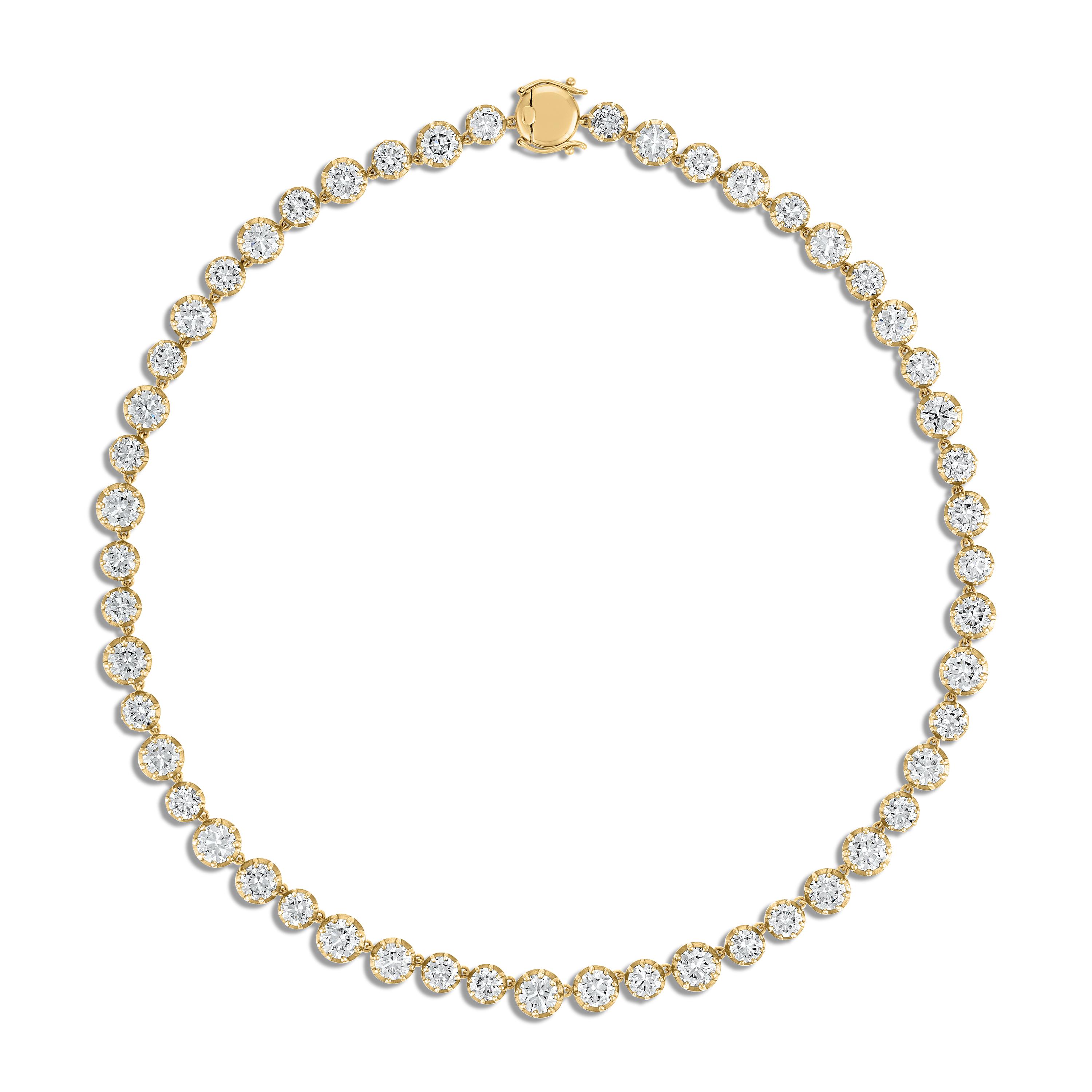 Round Button Back Tennis Necklace - 29 Carats
