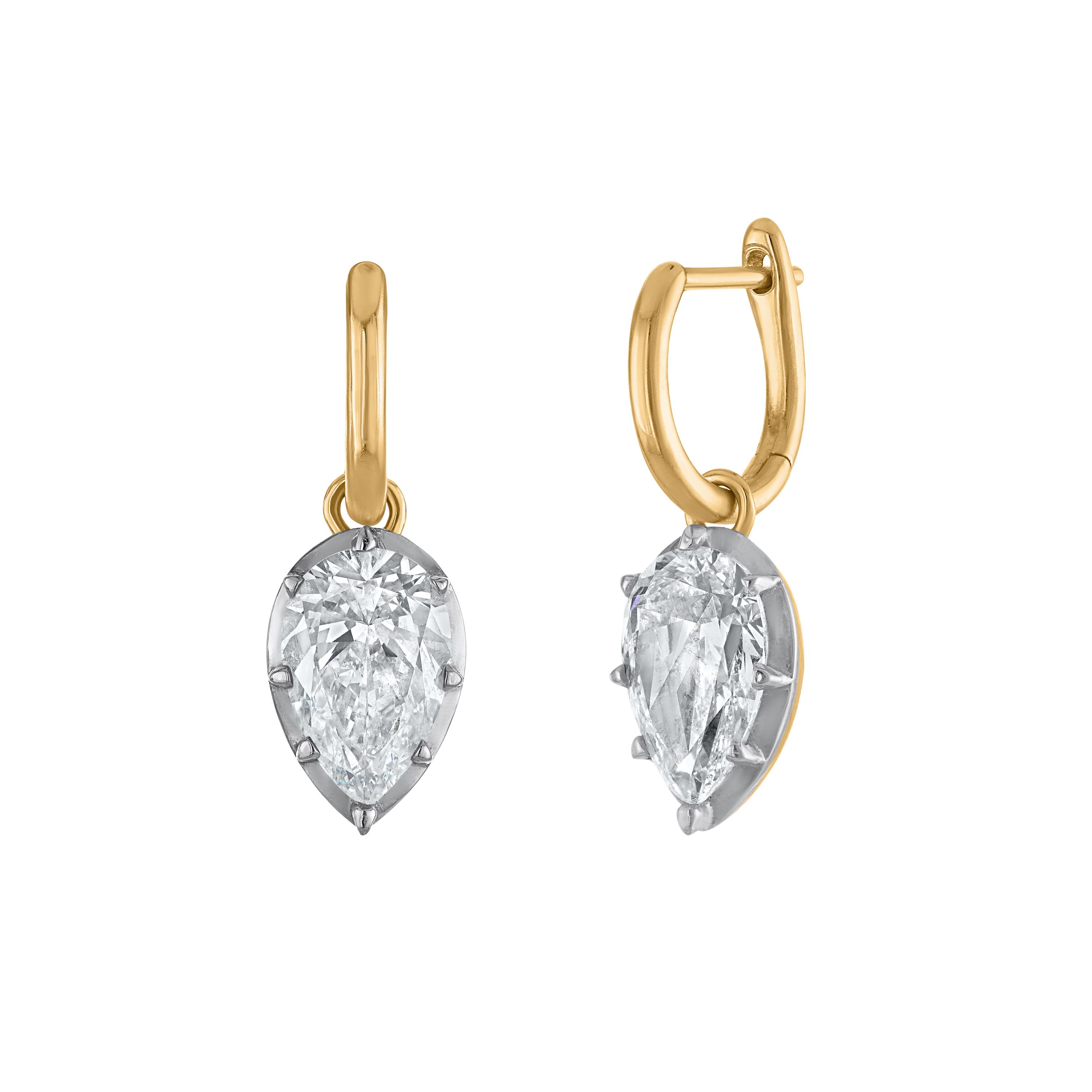 Pear Drop Button Back Earrings - 4 Carats