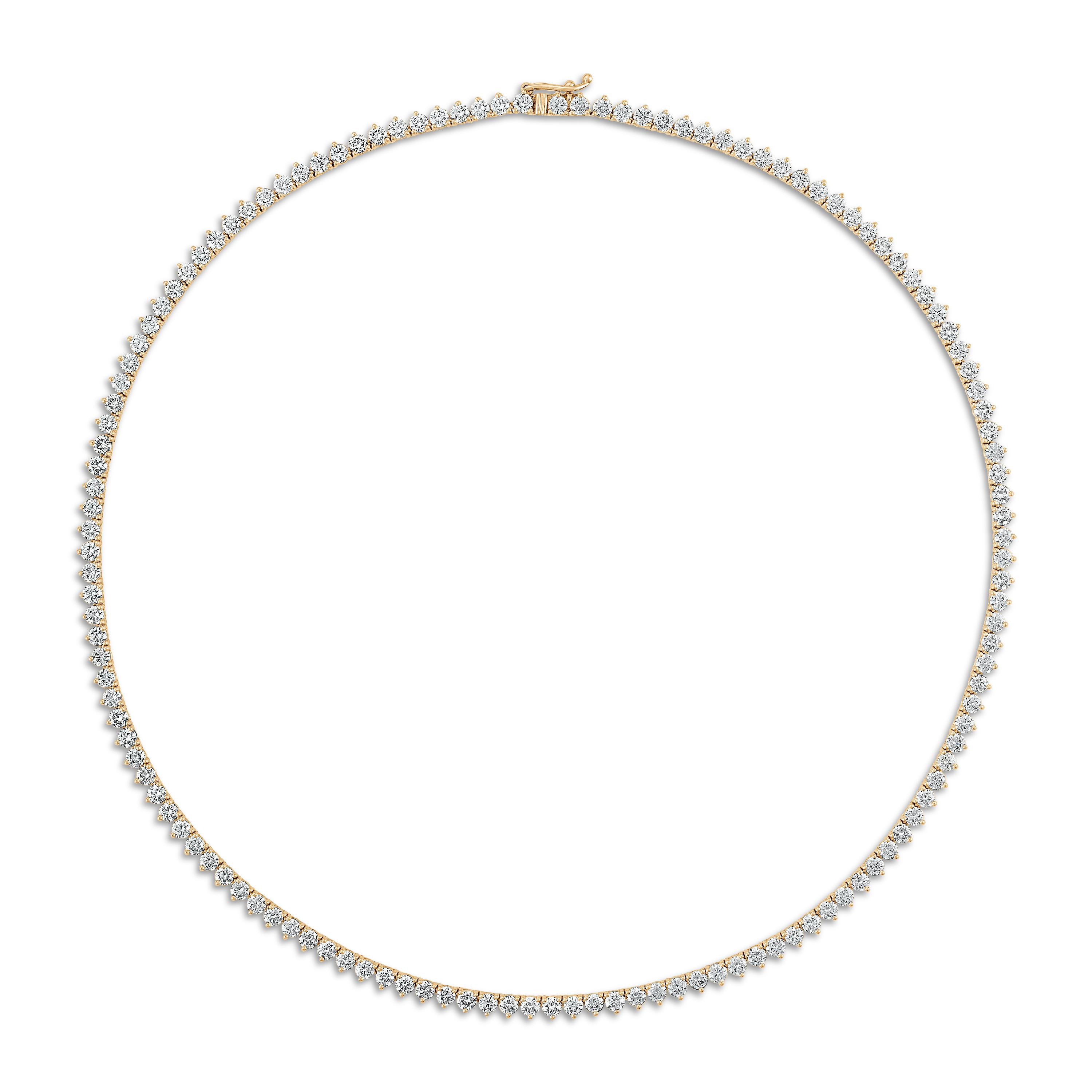 Classic Three Prong Tennis Necklace - 11 Carats