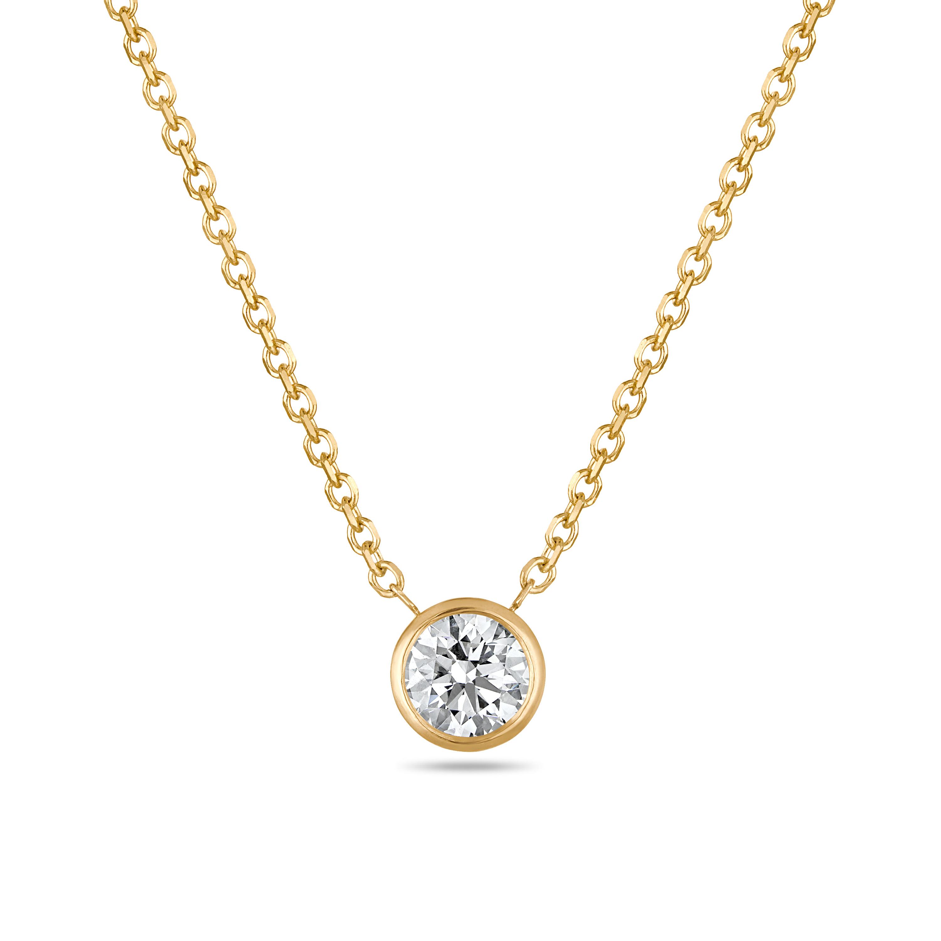 Circle Bezel Necklace YG - 1 Carat
